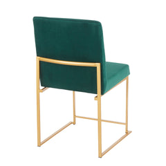 High Back Fuji Contemporary Dining Chair in Gold and Green Velvet by LumiSource - Set of 2