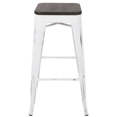 Oregon Industrial Stackable Barstool in Vintage White and Espresso by LumiSource - Set of 2