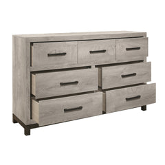 Attractive Gray Finish 1pc Dresser of 7x Drawers Metal Bar Hardware Premium Melamine Board Wooden Bedroom Furniture