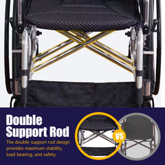 Aluminum Alloy Transport Wheelchair. 20" Seats. With front and Rear Locking Hand Brakes. 24" Quick Remove Rear Wheel.Bright Silver