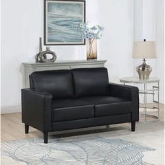 Farallone Black Upholstered Track Arm Loveseat