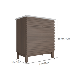 30-inch brown Bathroom Vanity with Louvered Doors and Sink Combo