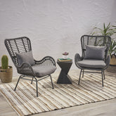 Tapscott Wicker Patio Chair with Cushions (Set of 2)