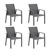 Set of 4 Aluminum Patio Dining Chairs, 22.44 Inches Width Fully Assembled Stackable Gray Outdoor Chairs