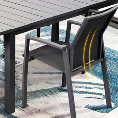 Set of 4 Aluminum Patio Dining Chairs, 22.44 Inches Width Fully Assembled Stackable Gray Outdoor Chairs