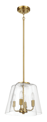 Soiree Four Candle Lights Pendant With Clear Glass - Satin Brass