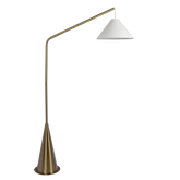 Lisbon Black Floor Lamp with On/Off Switch Coned Base Hanging White Fabric Shade