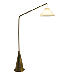 Lisbon Black Floor Lamp with On/Off Switch Coned Base Hanging White Fabric Shade