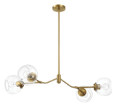 Jewel Four Lights Modern Farmhouse Chandelier Ceiling Hanging Light Fixture For Kitchen Island Dining Room 36"L × 20"W × 7.25"H with Clear Glass