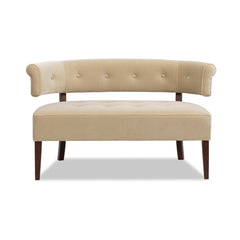 Jared Roll Arm Tufted Bench Settee, Fawn Brown Performance Velvet