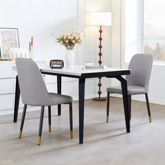 Set of 2 Grey Dining Chairs with Thick Cushions: Modern Kitchen Chairs for Dining, Kitchen, Living Room & Restaurant