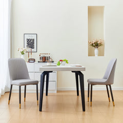 Set of 2 Grey Dining Chairs with Thick Cushions: Modern Kitchen Chairs for Dining, Kitchen, Living Room & Restaurant