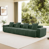 Streamlined Design Deep Seat Modular 4 Seat Boneless Sofa with French Edge Piping,No Assembly Required, Modern Modular 4 - Seat Sofa Couch with Throw Pillows,Velvet Fabric Green
