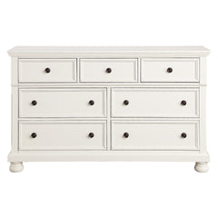 Transitional White Finish Dresser of 7 Drawers Jewelry Tray Traditional Design Bedroom Wooden Furniture