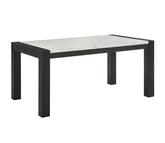 1pc White Faux Marble Dining Table Solid Wood Veneer Standard Height Contemporary Dining Room Wooden Furniture Black Finish
