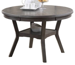 Contemporary Dining 5pc Set Round Table w 4x Side Chairs Grey Finish Rubberwood Unique Design