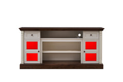 Farmhouse Fireplace TV Stand with Roman Column Styling, Up to 80-inch TV, 70-inch Modern Tall Entertainment Center with LED Lights, Living Room Media Console