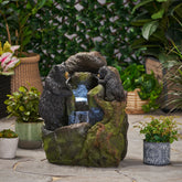 23.75" High Hand Crafted Weather Resistant Floor Fountain, Moss + Black