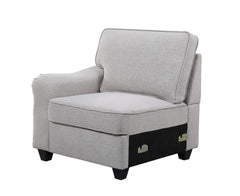 Leo 125" Light Gray Linen 8Pc Modular L-Shape Sectional Sofa and Ottoman