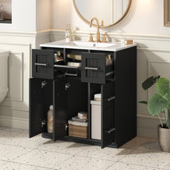 30inch Bathroom Vanity with Undermount Sink and Drawers, Painted Surface, Soft-Close Doors, Bathroom Cabinet with Tip-Out Drawer