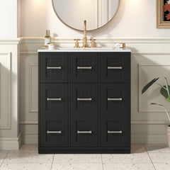 30inch Bathroom Vanity with Undermount Sink and Drawers, Painted Surface, Soft-Close Doors, Bathroom Cabinet with Tip-Out Drawer