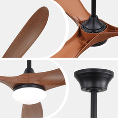 60 Inch Ceiling Fan with Lights 2 Downrods, 3 ABS Fan Blades, High CFM Quiet Energy Efficient DC Motor, Smart App & Remote Control