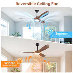 60 Inch Ceiling Fan with Lights 2 Downrods, 3 ABS Fan Blades, High CFM Quiet Energy Efficient DC Motor, Smart App & Remote Control
