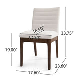 7-Pieces Upholstered Dining Set With Rubberwood Frame, Light beige+Walnut+Black
