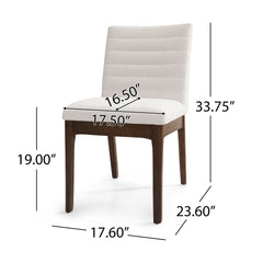 7-Pieces Upholstered Dining Set With Rubberwood Frame, Light beige+Walnut+Black