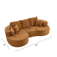 106 in. 2 - Piece Fabric Cloud Curved Sectional Boucle Sofa,CHAISE LOUNGE, NOMAD
