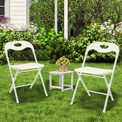 4-Pack White Stainless Steel Folding Chairs - Heavy-Duty 800lb Capacity, Stackable & Waterproof