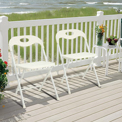 4-Pack White Stainless Steel Folding Chairs - Heavy-Duty 800lb Capacity, Stackable & Waterproof