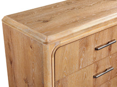 1pc Natural Wood Finish Six Drawer Dresser Wooden Bedroom Furniture