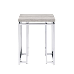 Modern Contemporary End Table Natural Oak Living Room Furniture 1pc Chrome Finish Frame Side Table