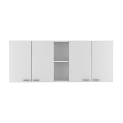 Portofino 150 Wall Cabinet, Double Door, Two External Shelves, Two Interior Shelves -White