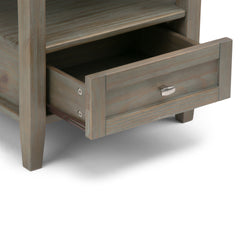 Warm Shaker Solid Wood 20 inch Wide Transitional End Table in Distressed Grey