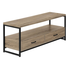 Tv Stand, 48 Inch, Console, Media Entertainment Center, Storage Drawers, Living Room, Bedroom, Brown Laminate, Black Metal, Contemporary, Modern
