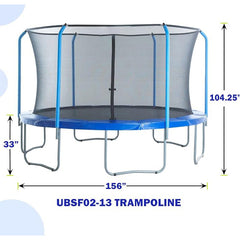 UB 13FT trampoline inner safetynet with powder coating-Blue--Pumpkin-A+B
