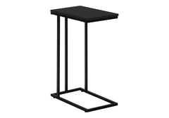 Accent Table, C-shaped, End, Side, Snack, Living Room, Bedroom, Black Laminate, Black Metal, Contemporary, Modern