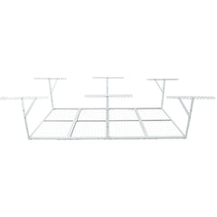 4x8FT Overhead Garage Storage Rack, Heavy-Duty Metal Garage Ceiling Storage Rack, 22''-40" Adjustable Ceiling Drop-Down, 600 lb. Loading Weight Capacity, White Color