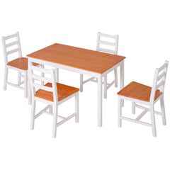 HOMCOM Dining Table Set for 4, 5 Piece Modern Kitchen Table and Chairs, Wood Dining Room Set for Small Spaces, Breakfast Nook, White