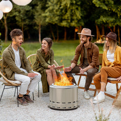 19.5" Smokeless Fire Pit, Portable Outdoor Firepit, Wood Burning Fireplaces, Low Smoke Bonfire for Camping, Patio and Outside