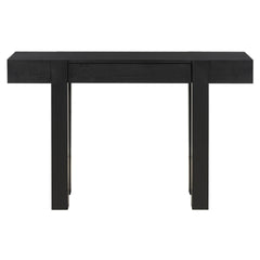 TREXM Rustic Minimalist Console Table with Hidden Drawer, Side Power Outlet,Wood Entryway Table for Entryways, Living Rooms and Home Offices(Black)
