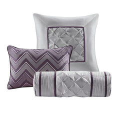 7-Piece King 100% Polyester Pieced Pleated Tufted Comforter Set