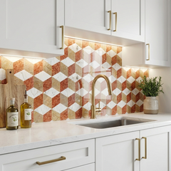 Hexagon Water-jet marble,White Gold Red 3 color, natural marble, for floor and wall,polished marble tile, natural stone, genuine marble, real marble, 1 box 12 pcs