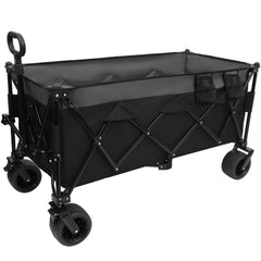 51-inch Extended Heavy-Duty Foldable Utility Wagon - 480lbs Capacity, Patented Ultra-Stable Frame, 1:6 Space-Saving Fold & 7" All-Terrain Wheels, No Assembly Needed, Black- Gray