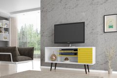 TV Stand in White and Yellow