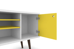 TV Stand in White and Yellow