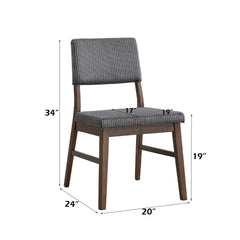 Seda Gray Corduroy & Walnut Finish Side Chair (Set of 2)