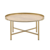 Oak and Gold Coffee Table with Tray Top